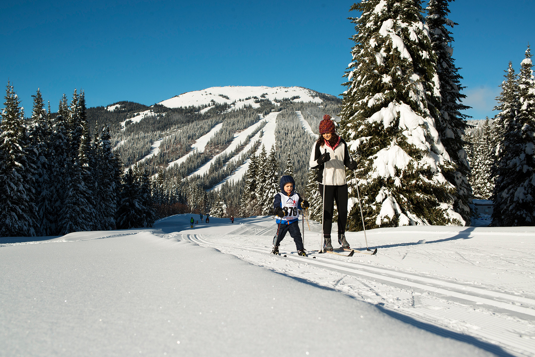 Mum and Child Nordic Skiing at Sun Peaks