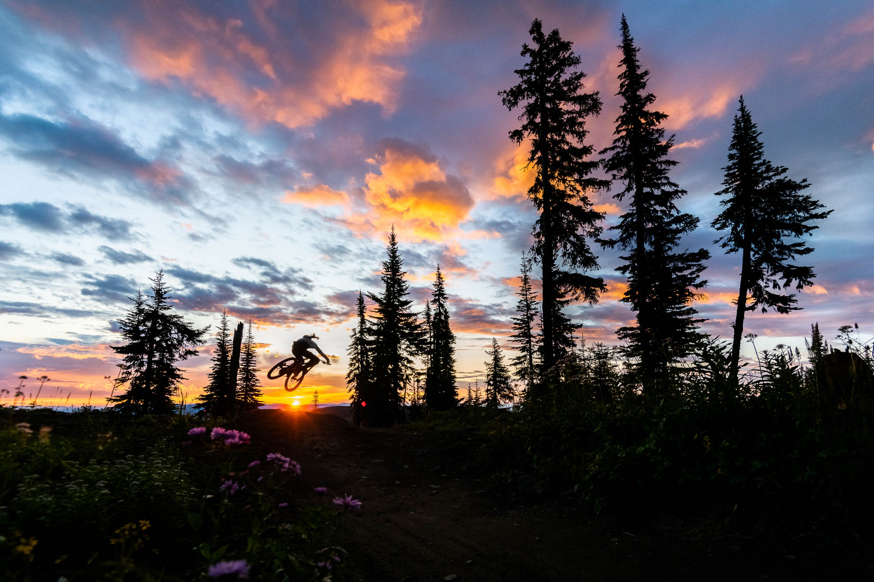 sunset biking in sun peaks