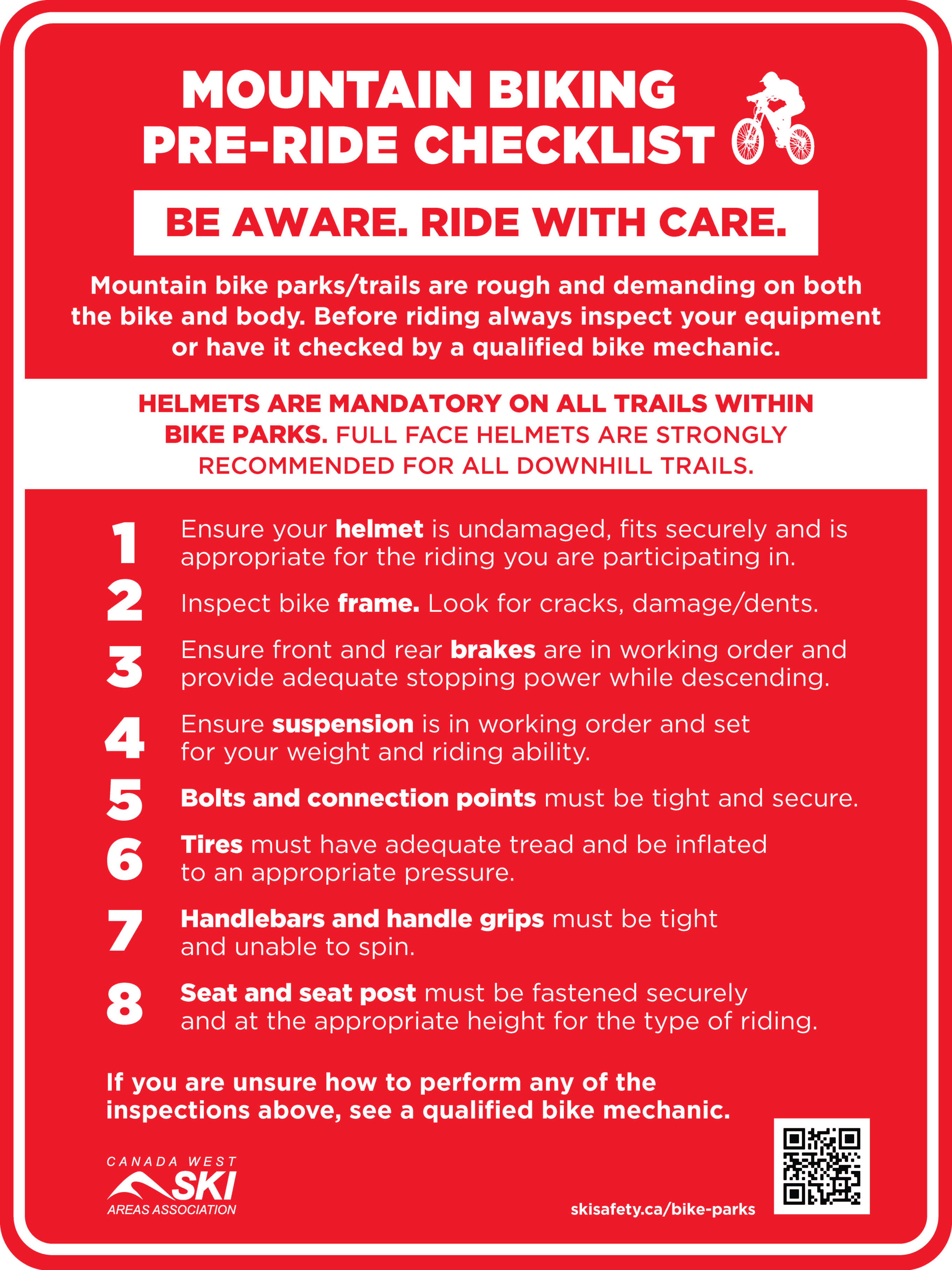 MOUNTAIN BIKING PRE-RIDE CHECKLIST