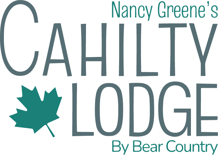 Nancy Greene's Cahilty Lodge by Bear Country logo with leaf.