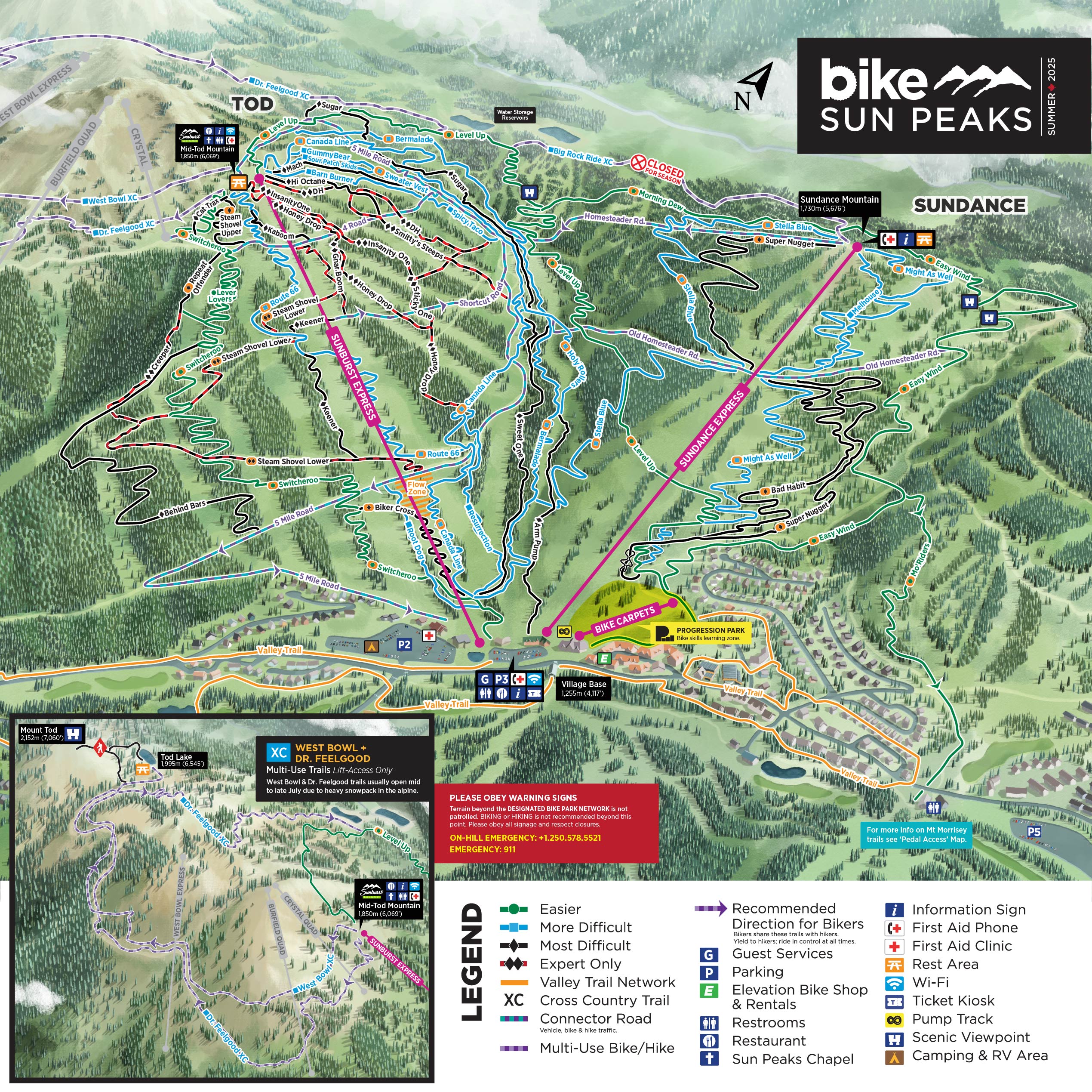 Sun Peaks Bike Park DH Trail Map 2025