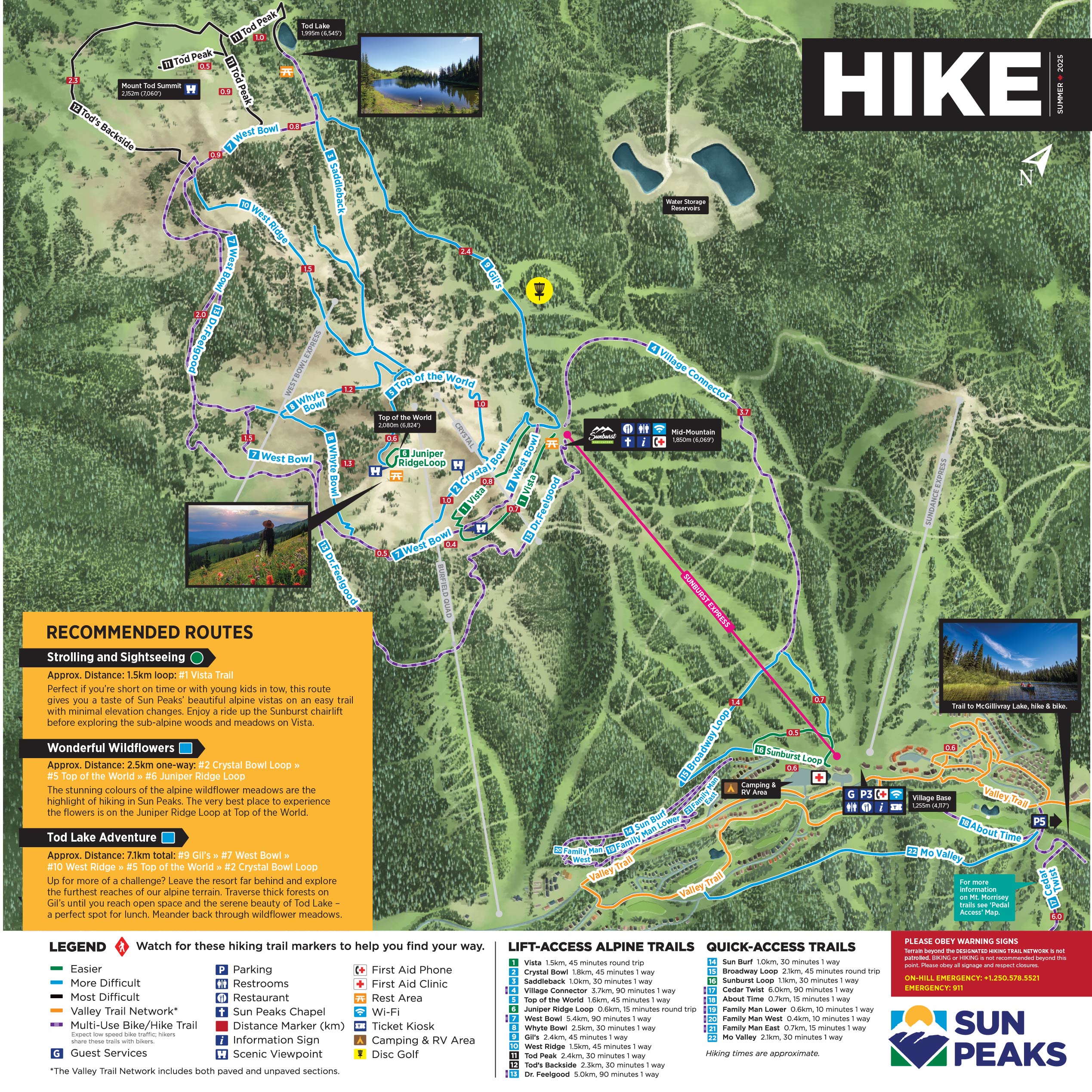 2025 Sun Peaks Hiking Trail Map