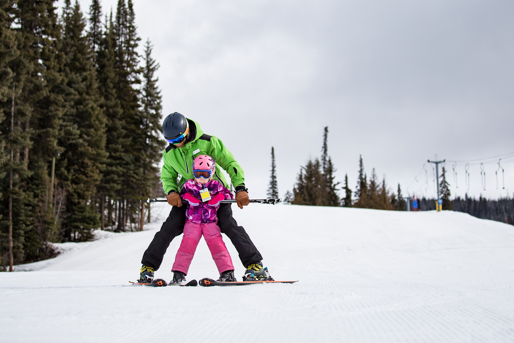 Child Learning to Ski in Sun Peaks