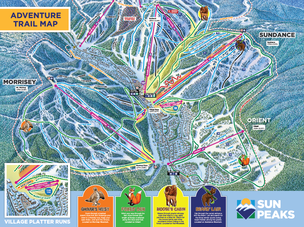 Sun Peaks Kids Adventure Zones Trail Map 2025-26