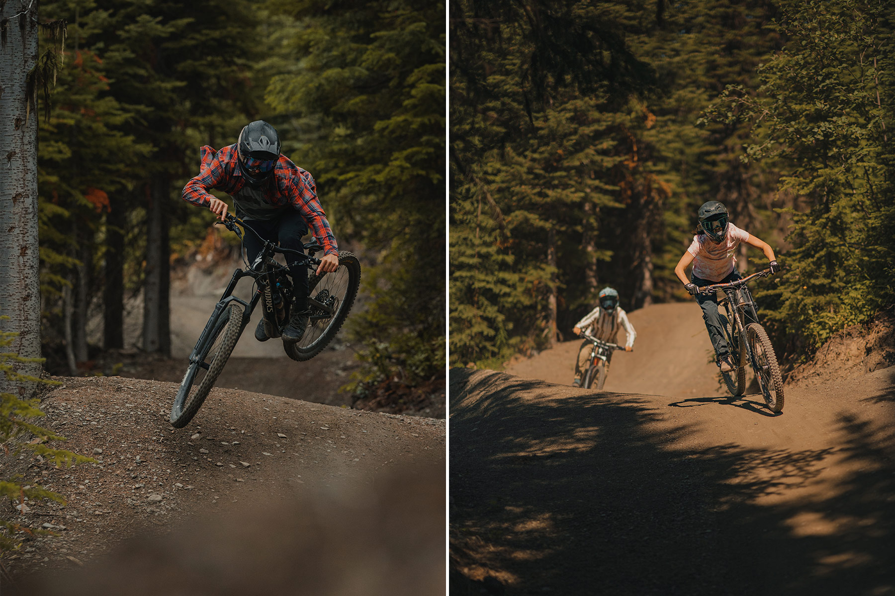 Collage of DH biking photos