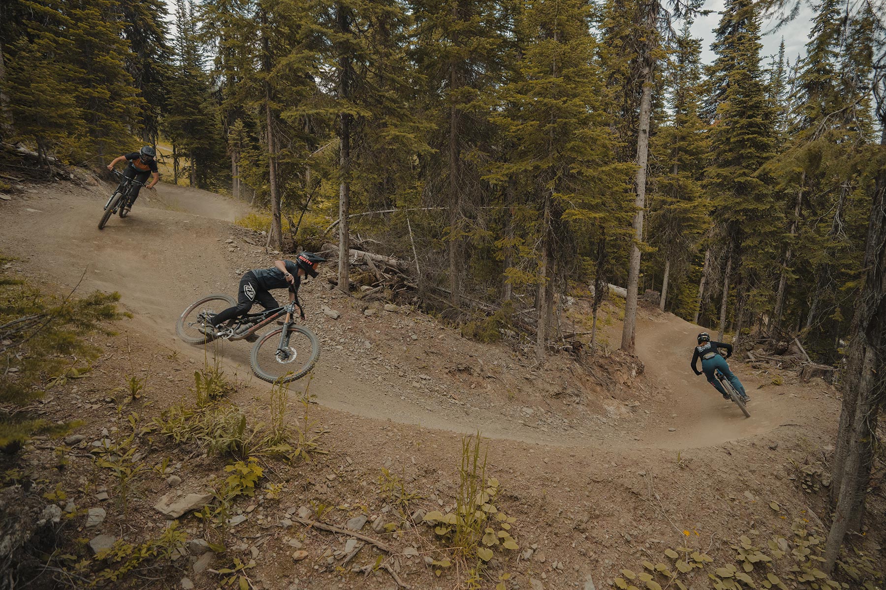 Group of DH riders at Sun Peaks Bike Park