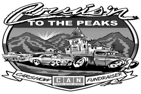 Cruisin t the Peaks Carshow Fundraiser in Black and White