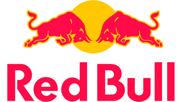 Red bull logo yellow and red, 2 bulls and a sun, text reads "Red Bull"