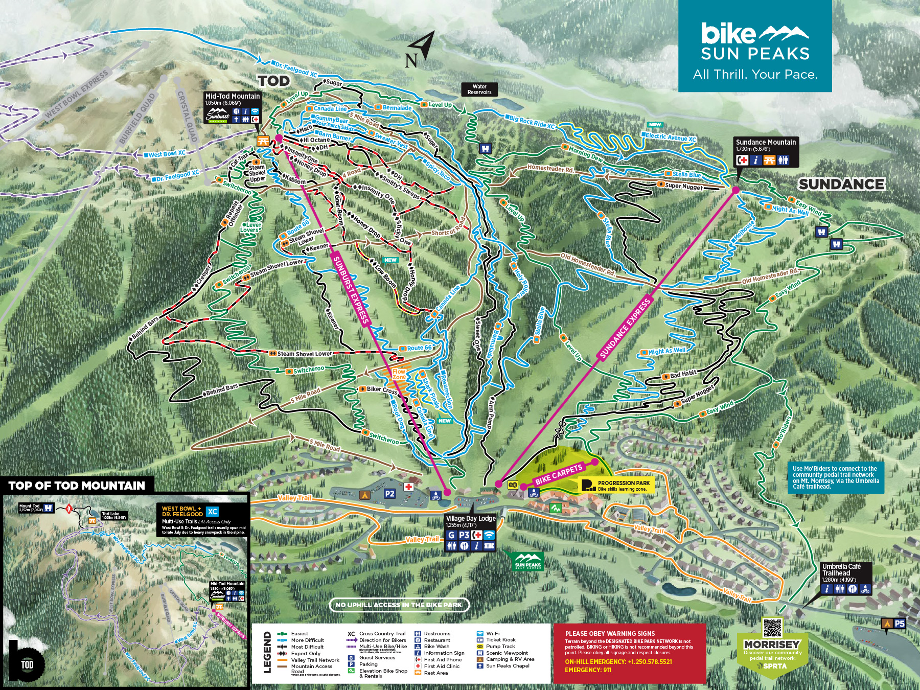 Sun Peaks Bike Park Downhill Trail Map 2026