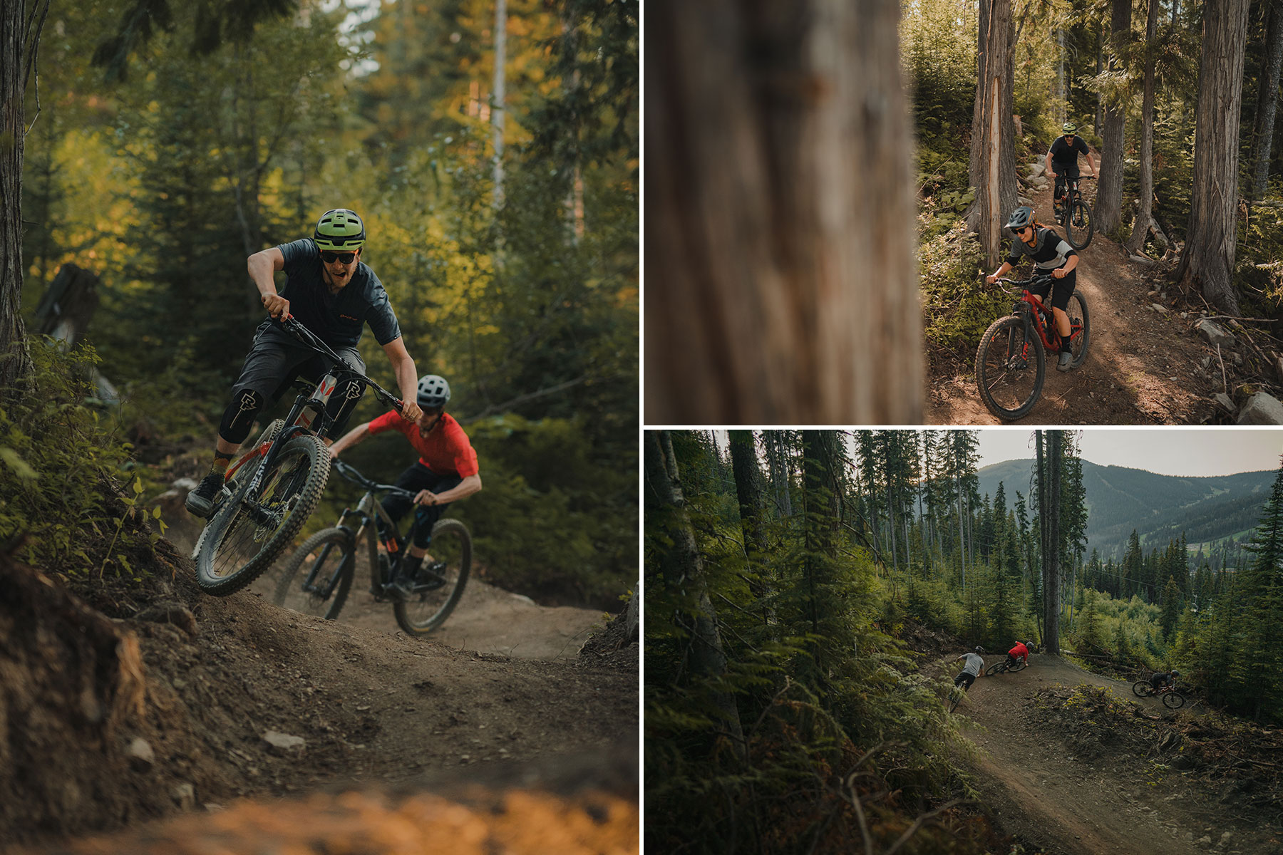 Collage of mountain biking photos on Mt.Morrisey