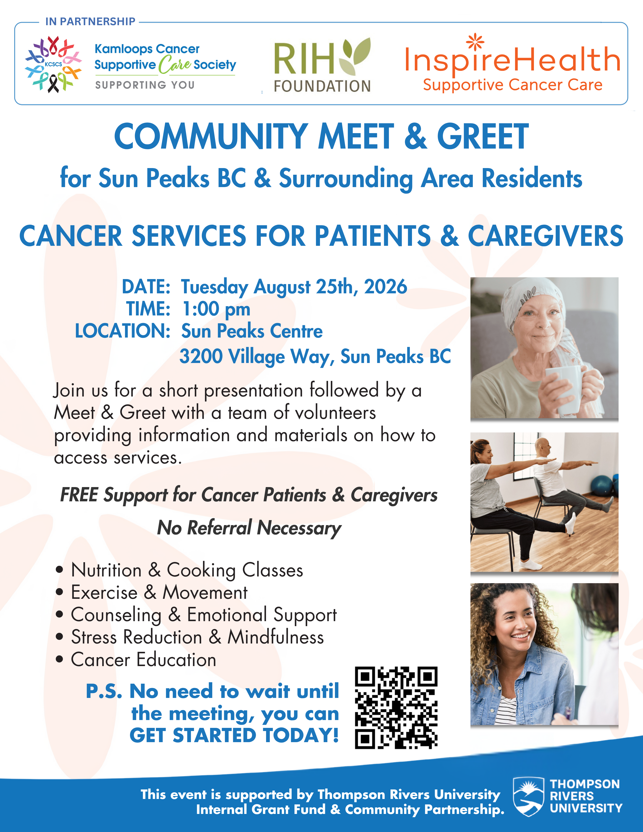 Community Meet & Greet - Cancer Services for Patients and Caregivers poster.
