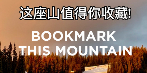Rust colored skyline with evergreen tress on a ski slope word saying Bookmark this mountain