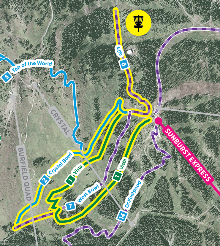 trails including Vista, West Bowl, Crystal Bowl and Gil's 