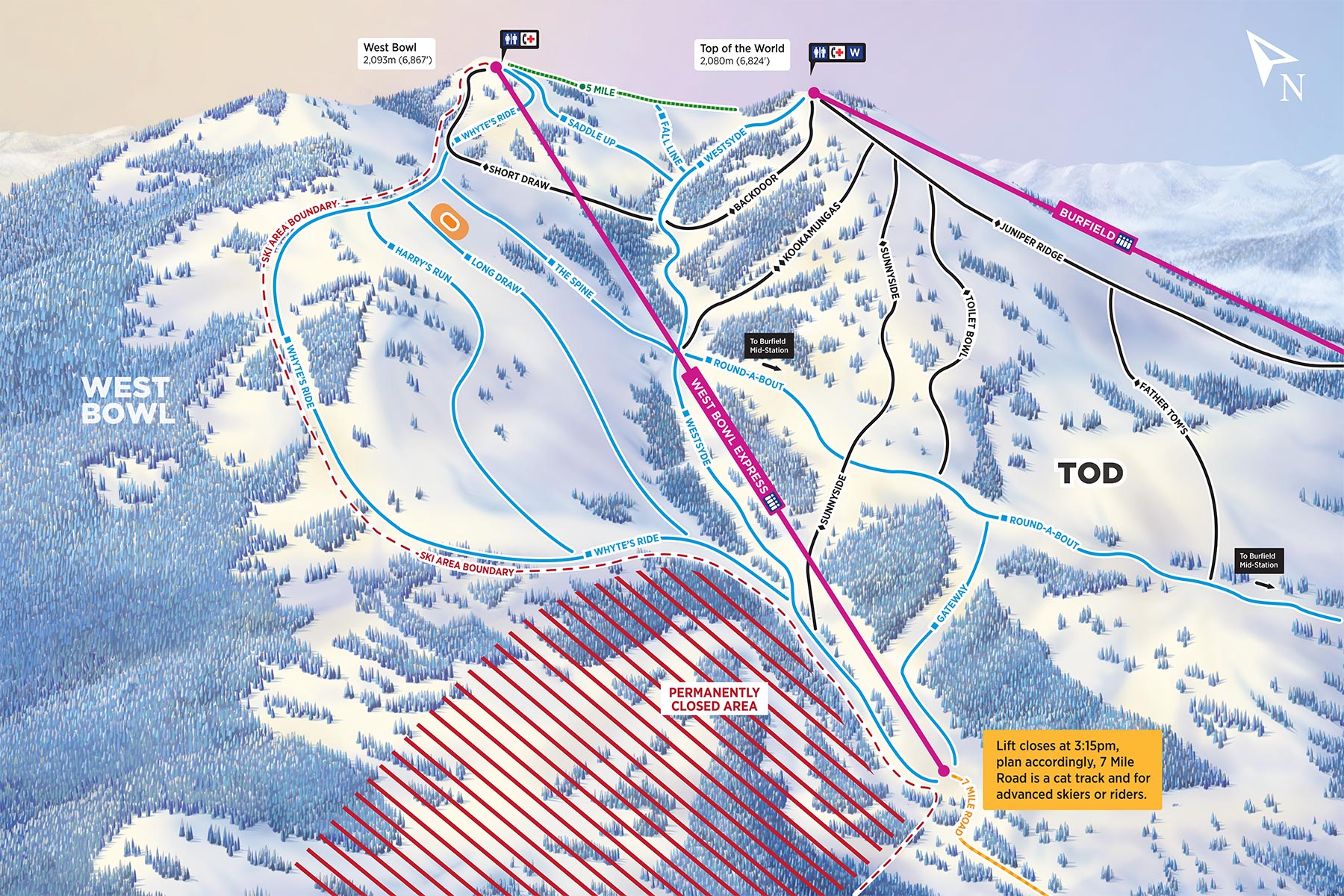 2024-25 West Bowl Trail Map Inset