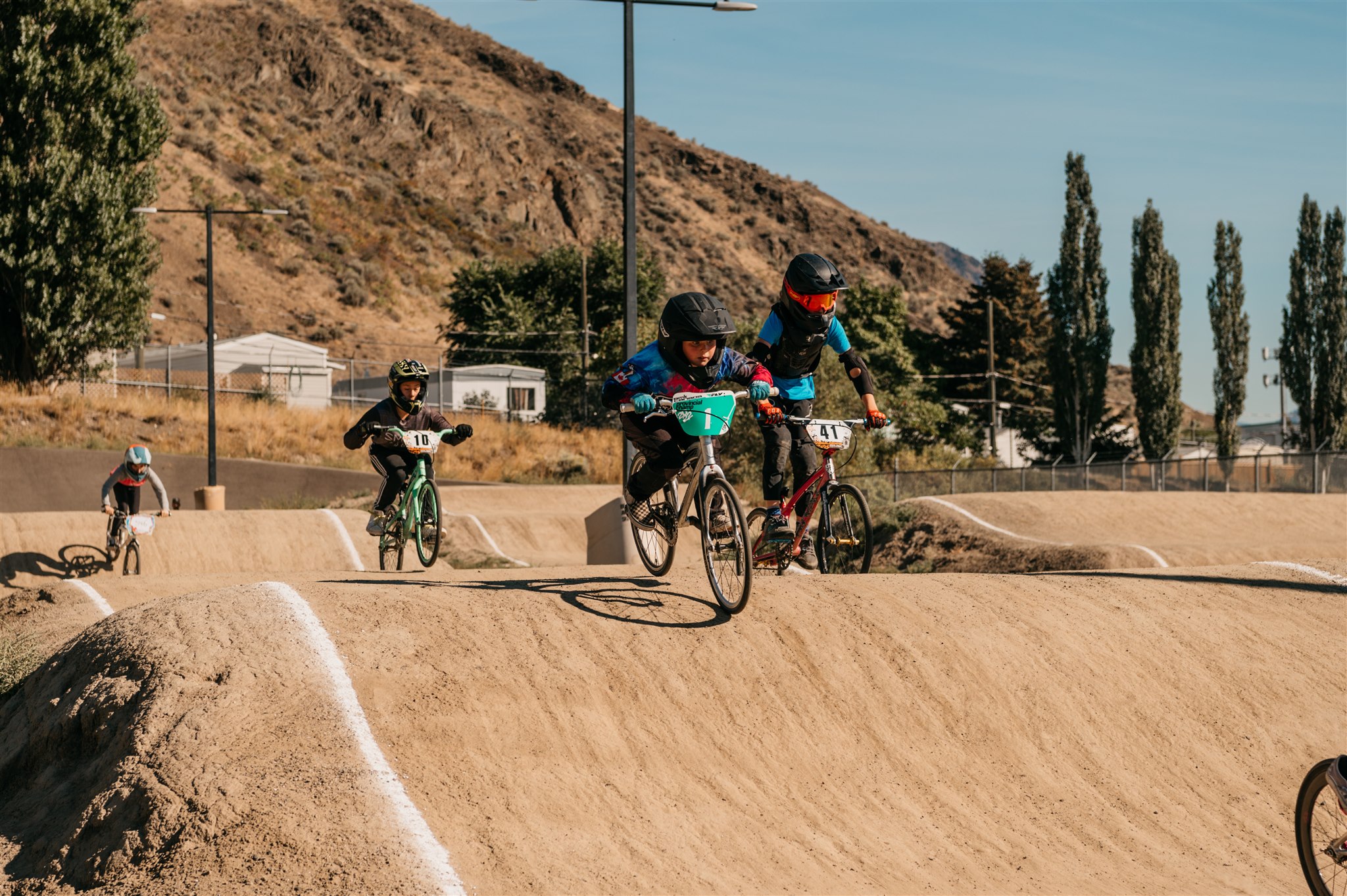 Kids riding BMX track in Kamloops
