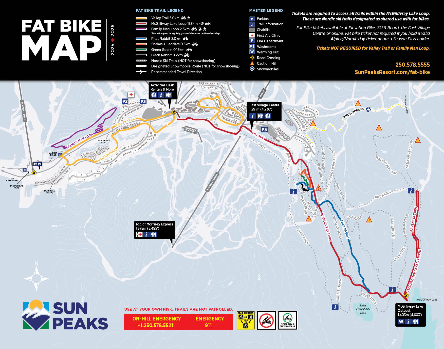 Sun Peaks Resort Fat Bike Trail Map Winter 2025-26