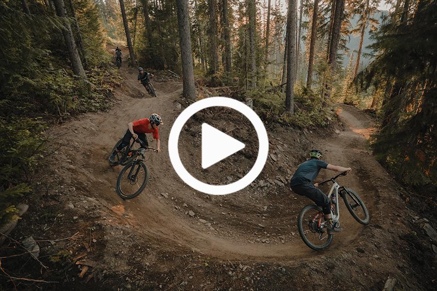 Group of riders in the forest on Mt. Morrisey