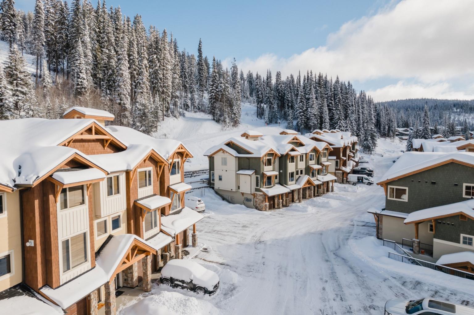 Altitude residential development in Sun Peaks in winter