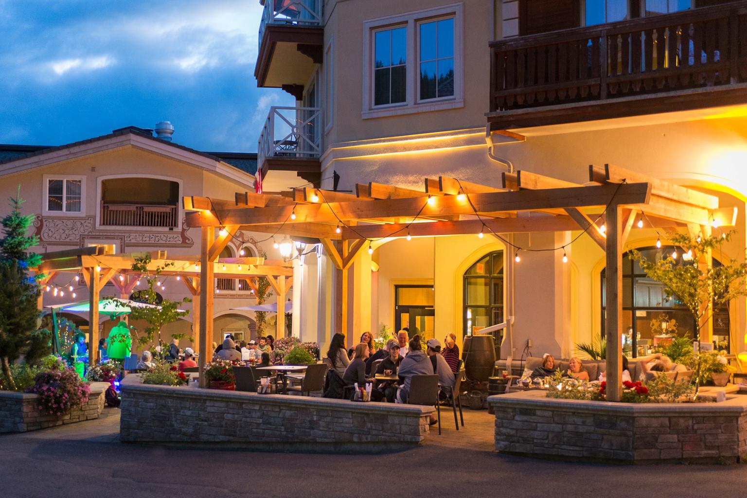 Morrisey Pub exterior patio during summer evening
