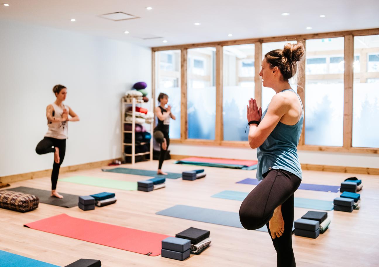 women doing yoga indoors in Sun Peaks