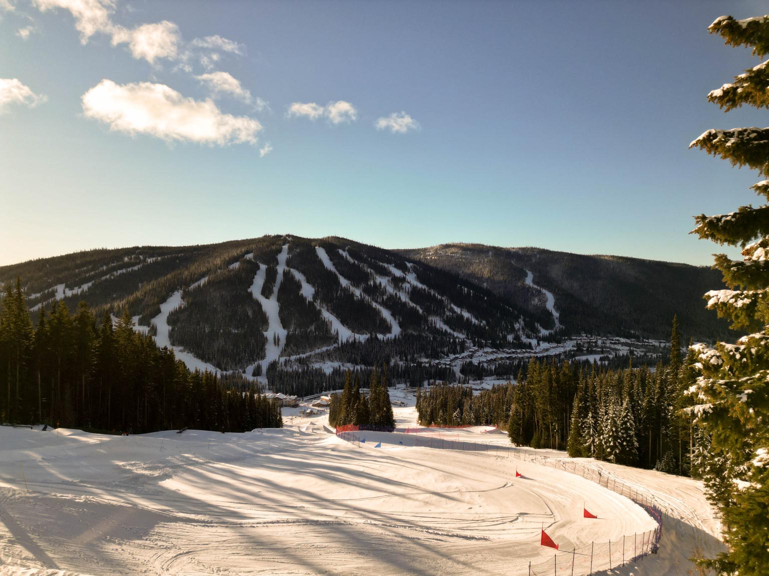 mountain background SBX course sunny winter day