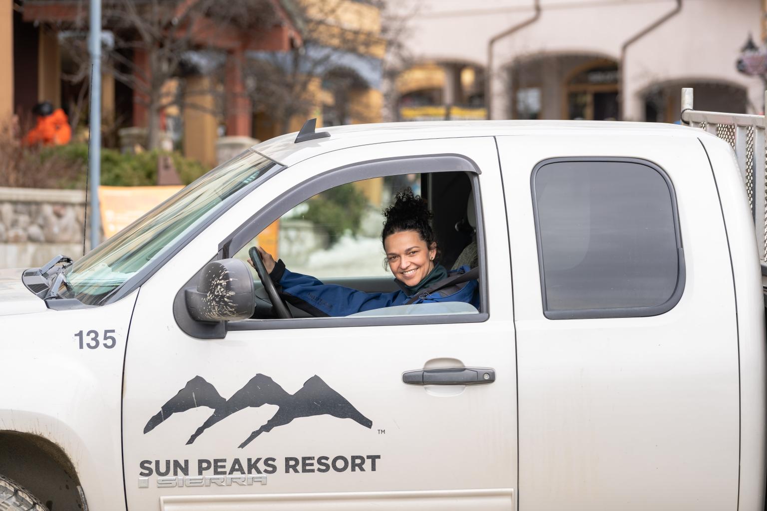 Staff member in a Sun Peaks Resort truck
