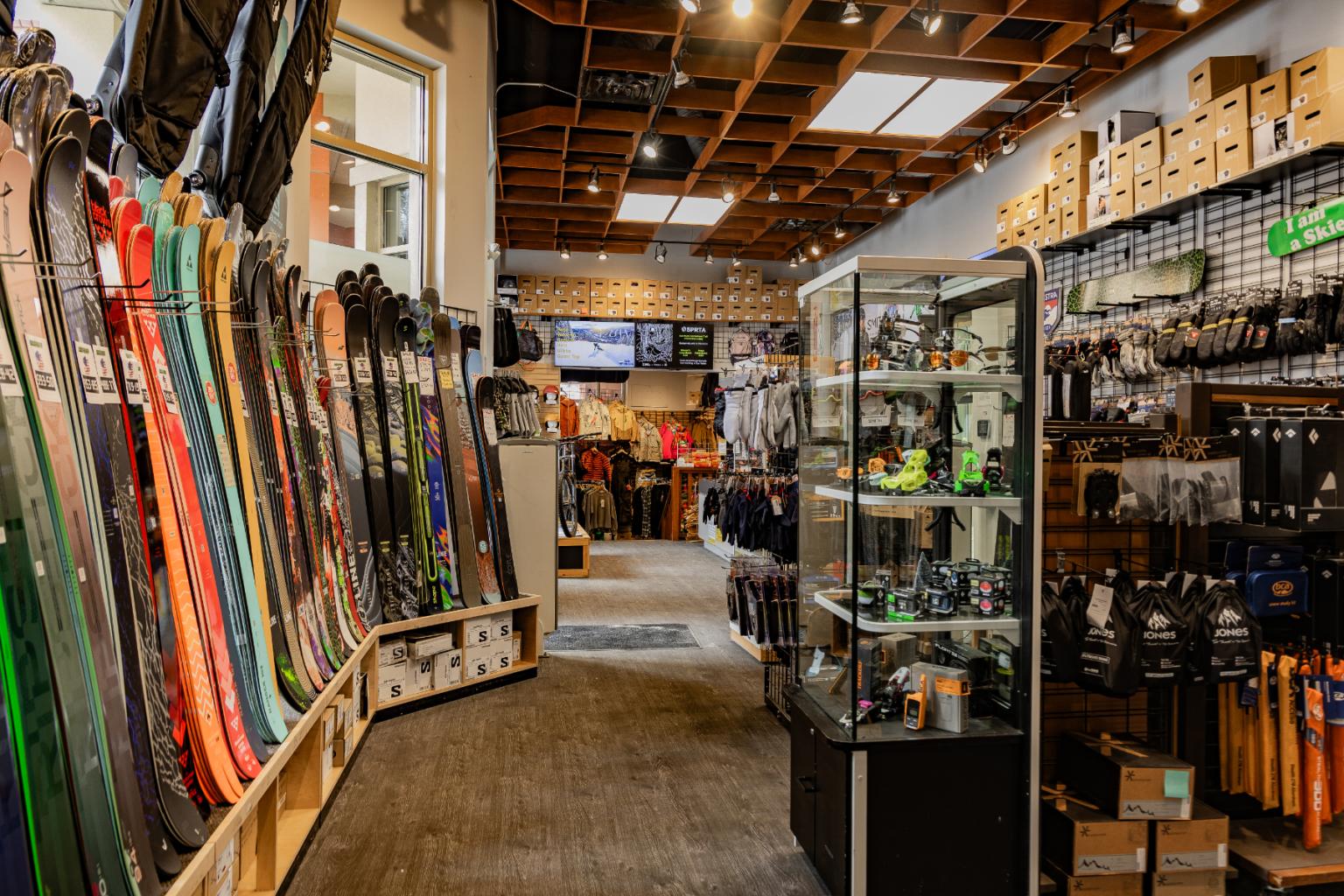 Interior of Elevation Bike, Ski & Board retail shop at Sun Peaks Resort