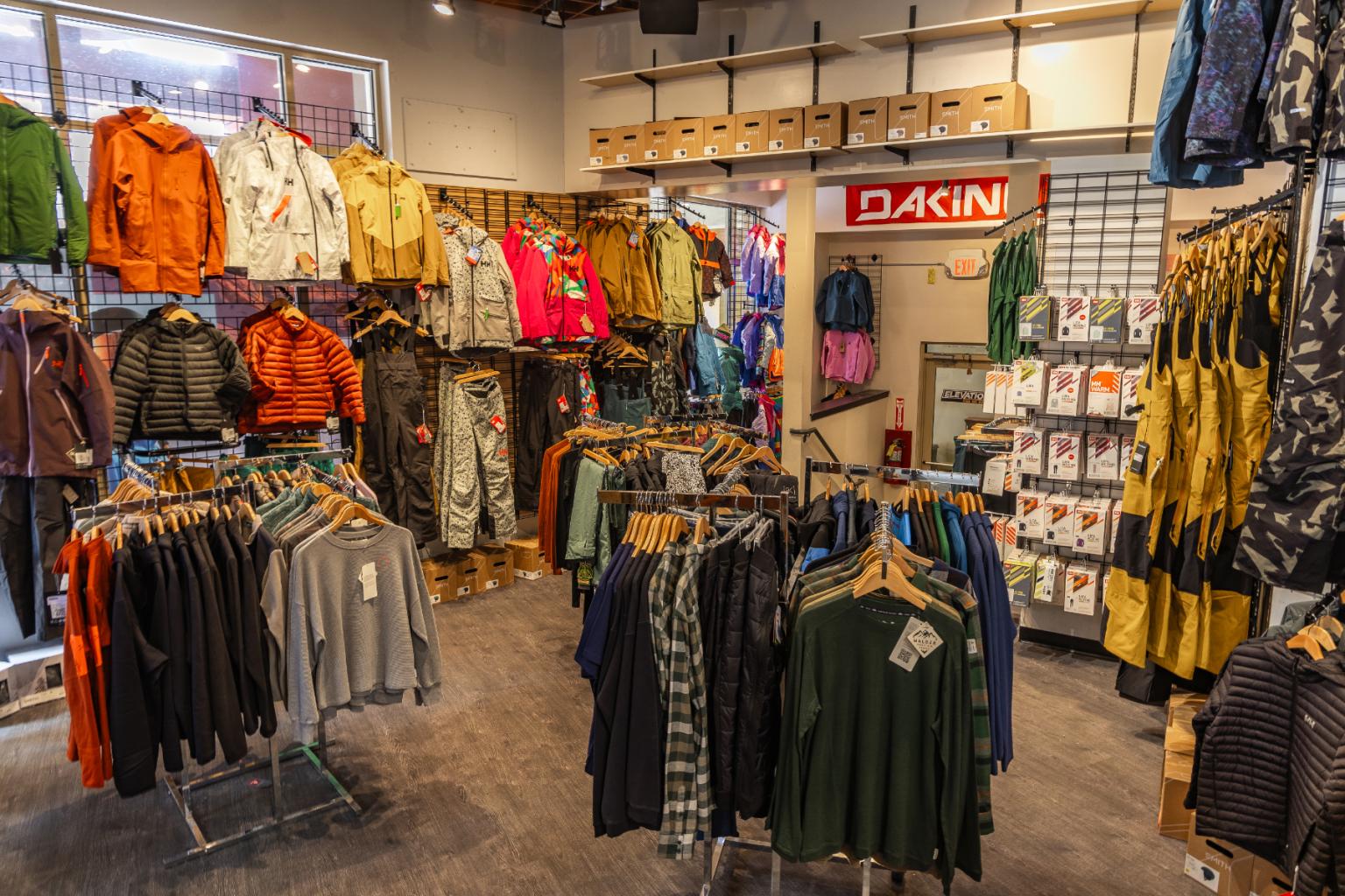 Interior of Elevation Bike, Ski & Board retail shop at Sun Peaks Resort