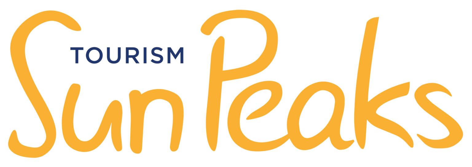 Tourism Sun Peaks logo in yellow and blue text.