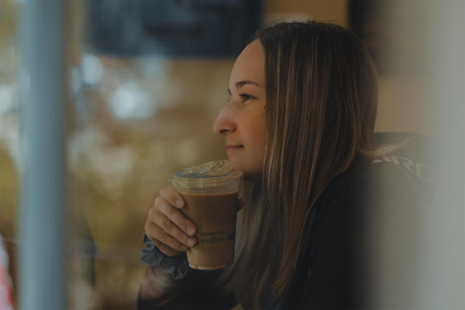 Take a moment to breathe with a drink or a snack.