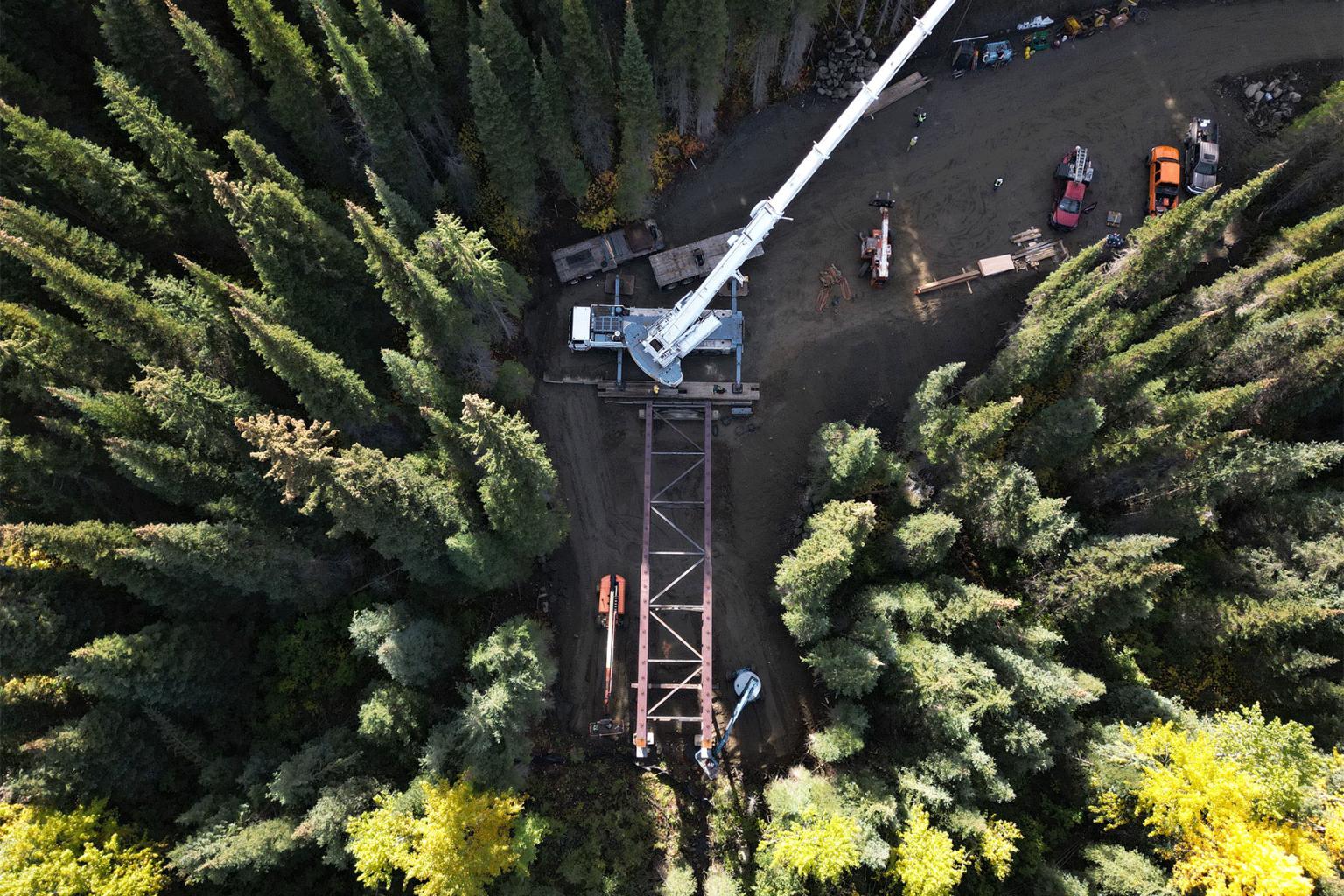 Steel is going up on the new McGillivray Ski-Back bridge, a $1.2 million project linking the upper mountain to the East Village.