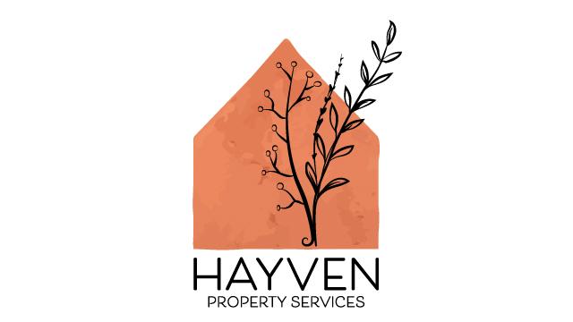 Orange house logo with a branch design. Text reads "Hayven Property Services."