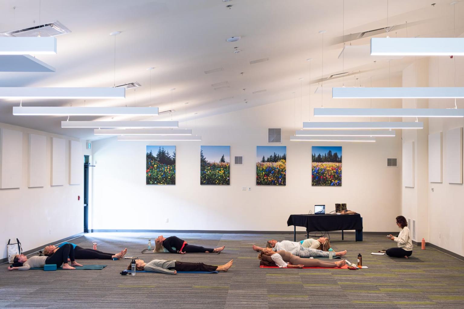 Nicki Doane delivers a small-group yoga class at Solstice Weekend 2025 in Sun Peaks.