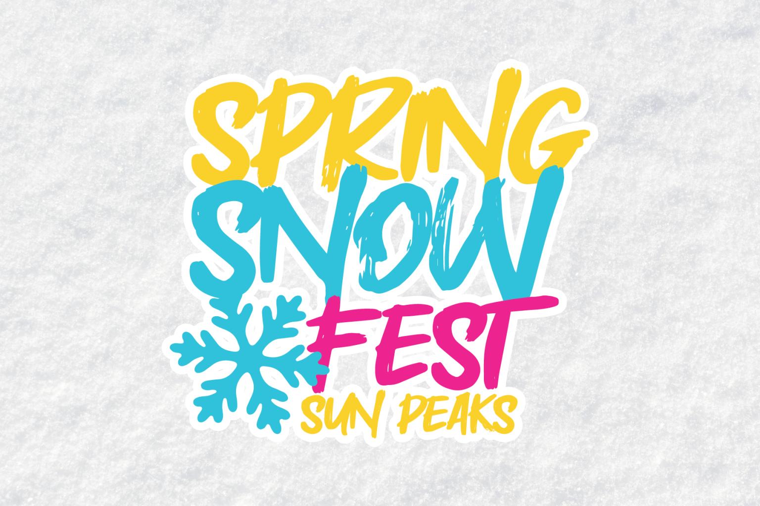 Spring Snow Fest logo with colorful text and snowflake.