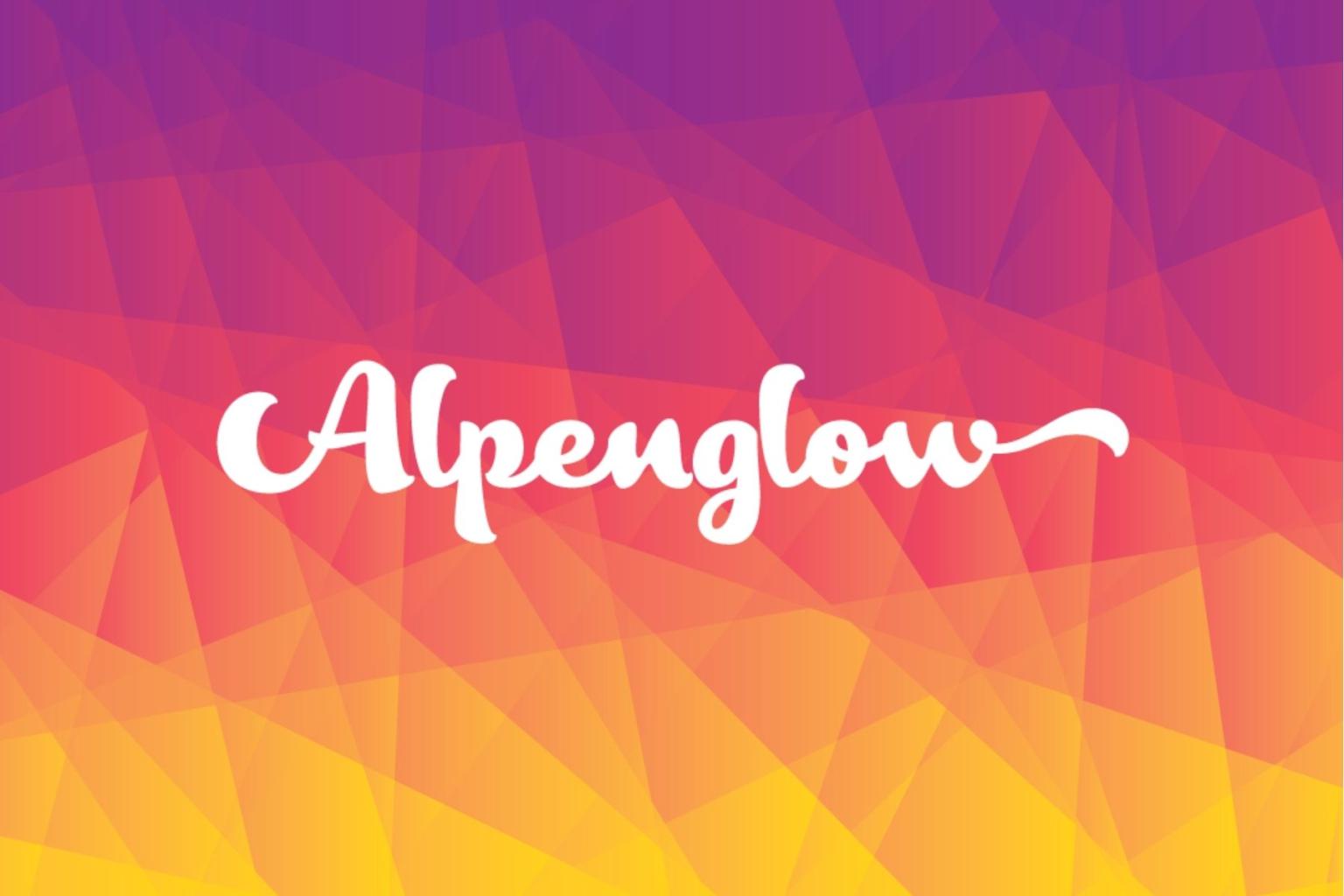 Gradient pink and orange background with "Alpenglow" in white script.