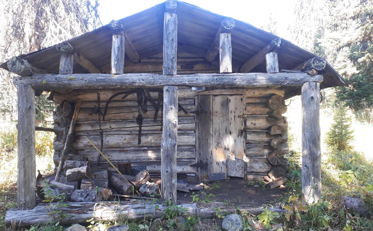 Front of the Herder Cabin in Summer.