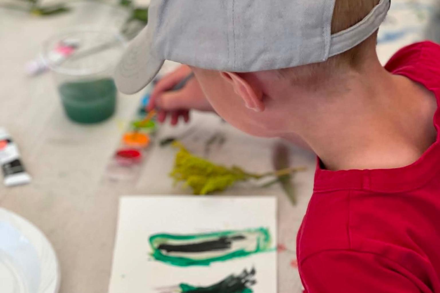 Getting creative with watercolour paints.