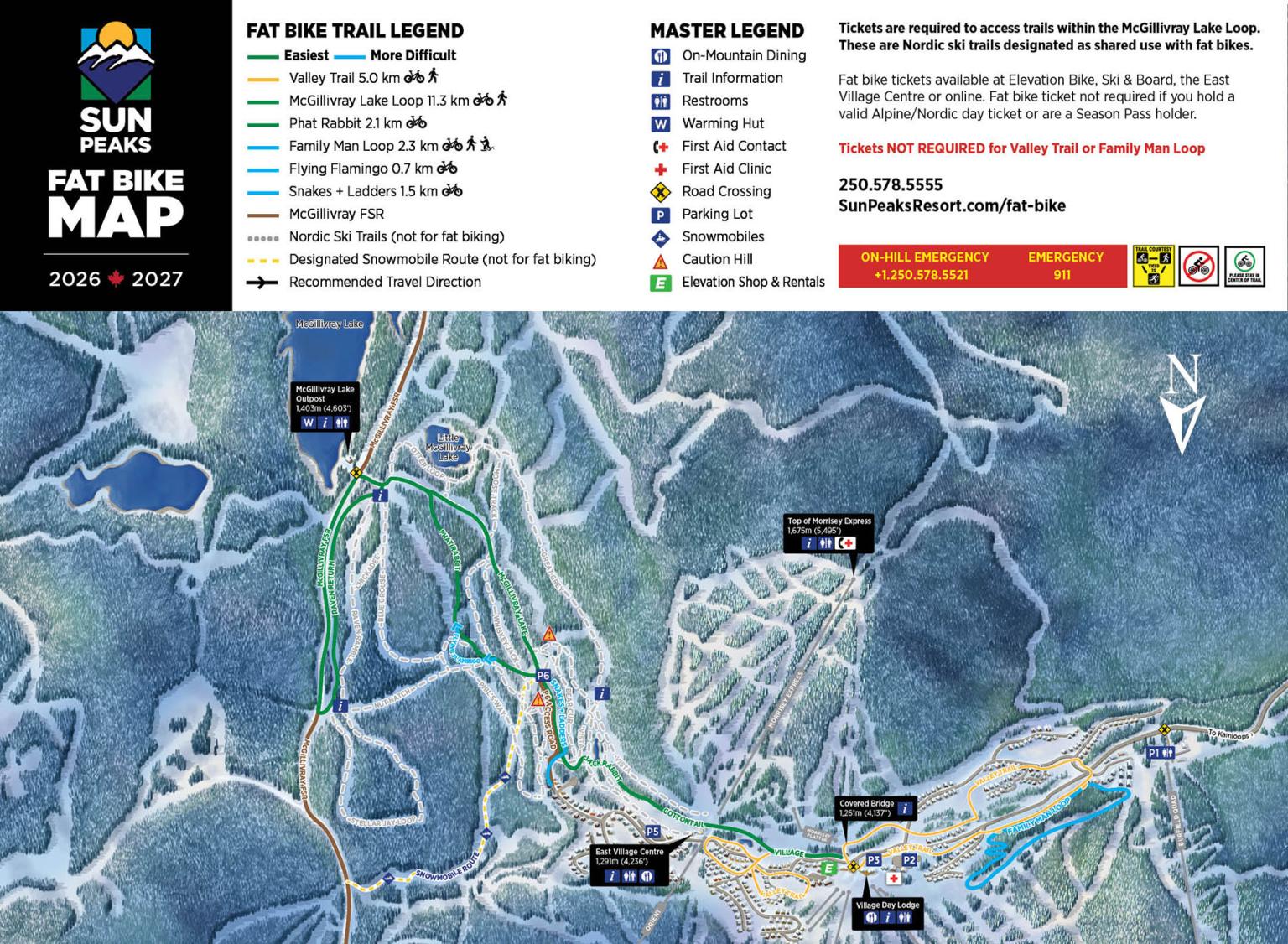 Sun Peaks Resort Fat Bike Map Winter 2026-27