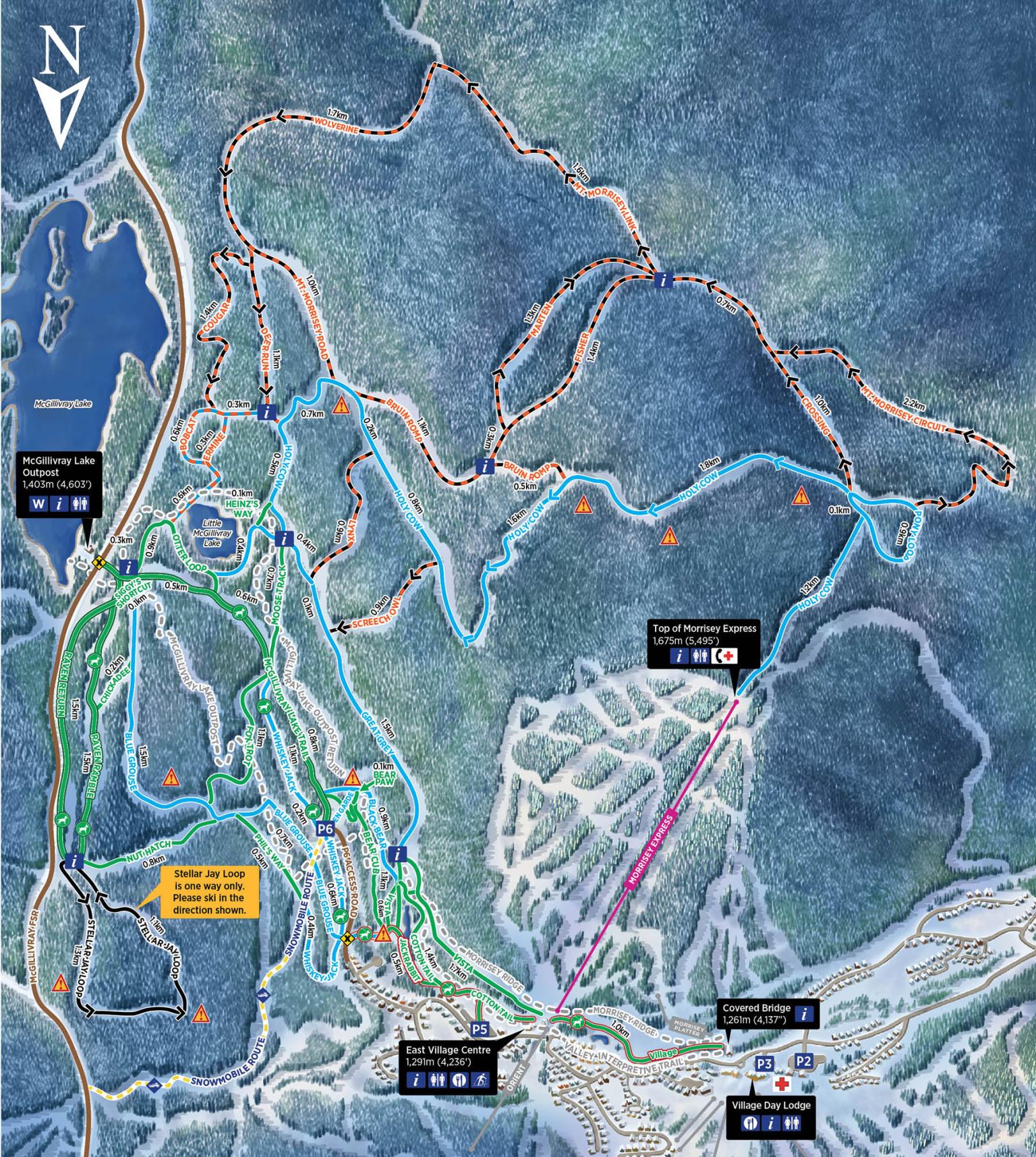 Sun Peaks Resort Nordic Map Winter 2026-27