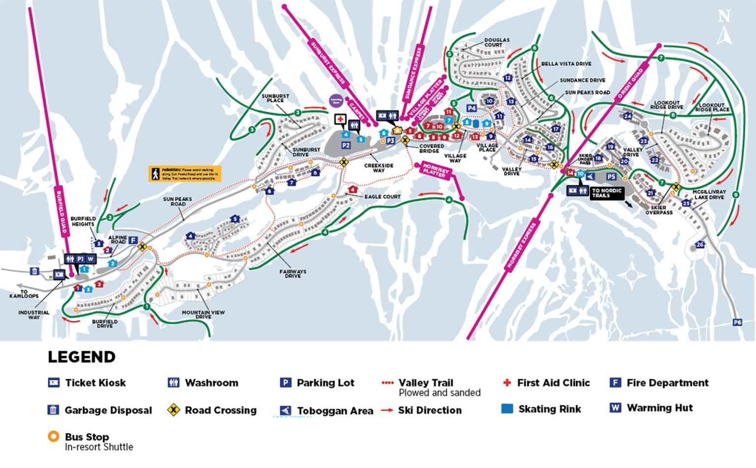 Sun Peaks Resort Village Map Winter 2026-27