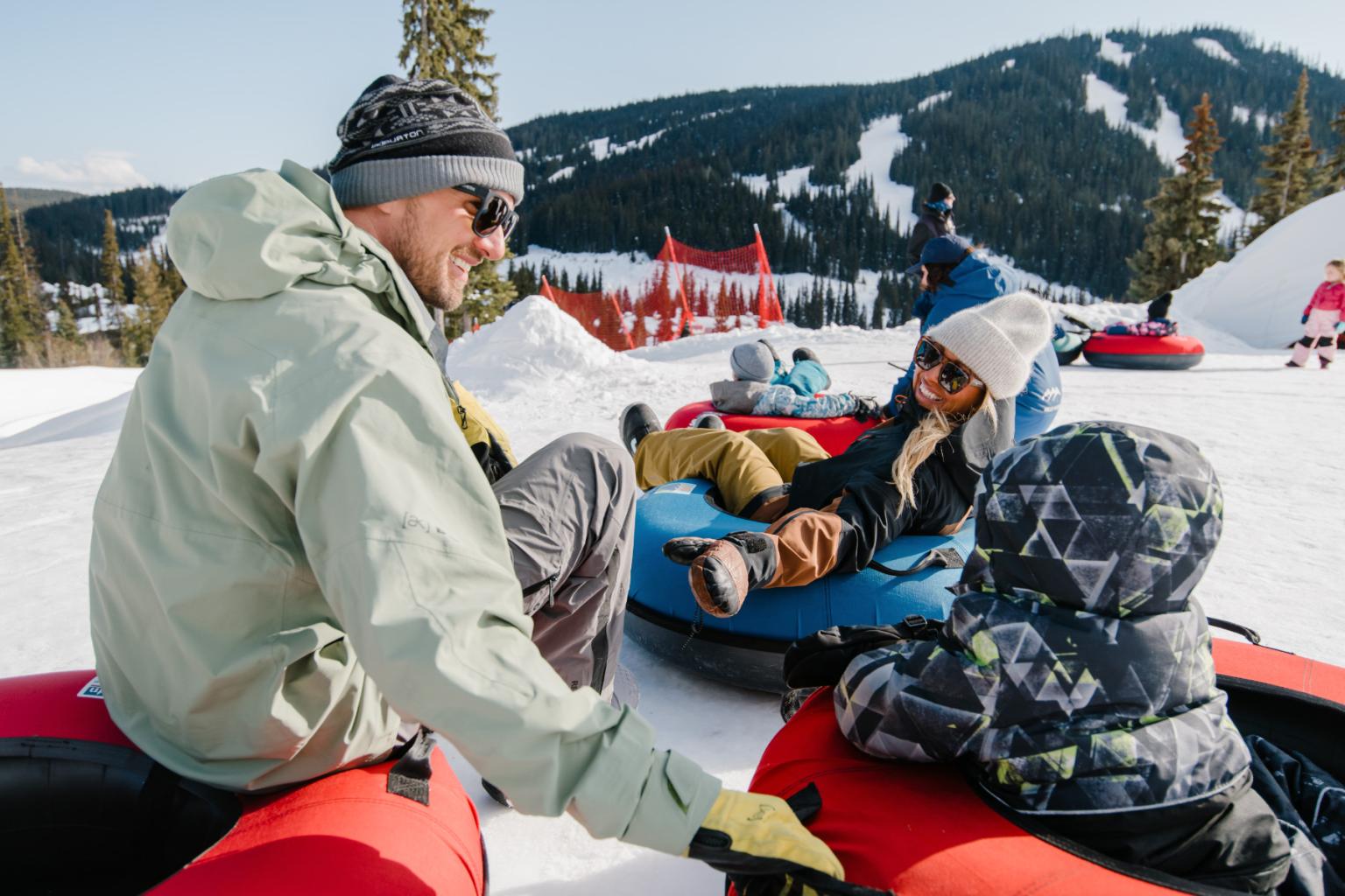 All smiles while tubing with the family at Tube Time!
