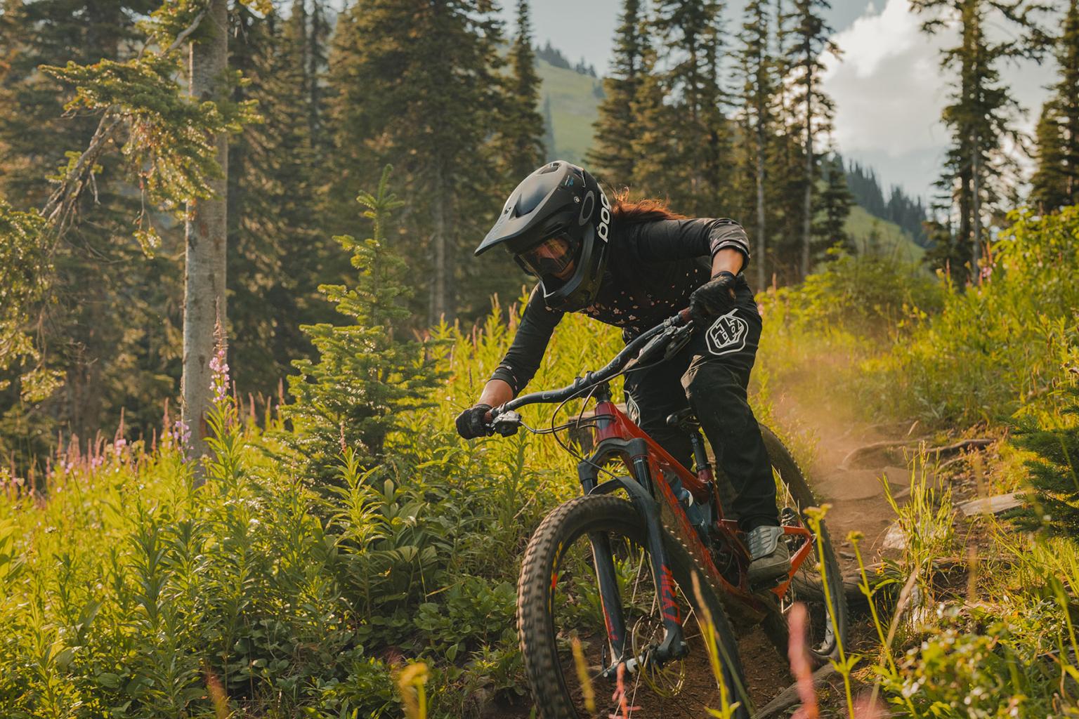 Kelly Kozevnikov riding in the Sun Peaks Bike Park