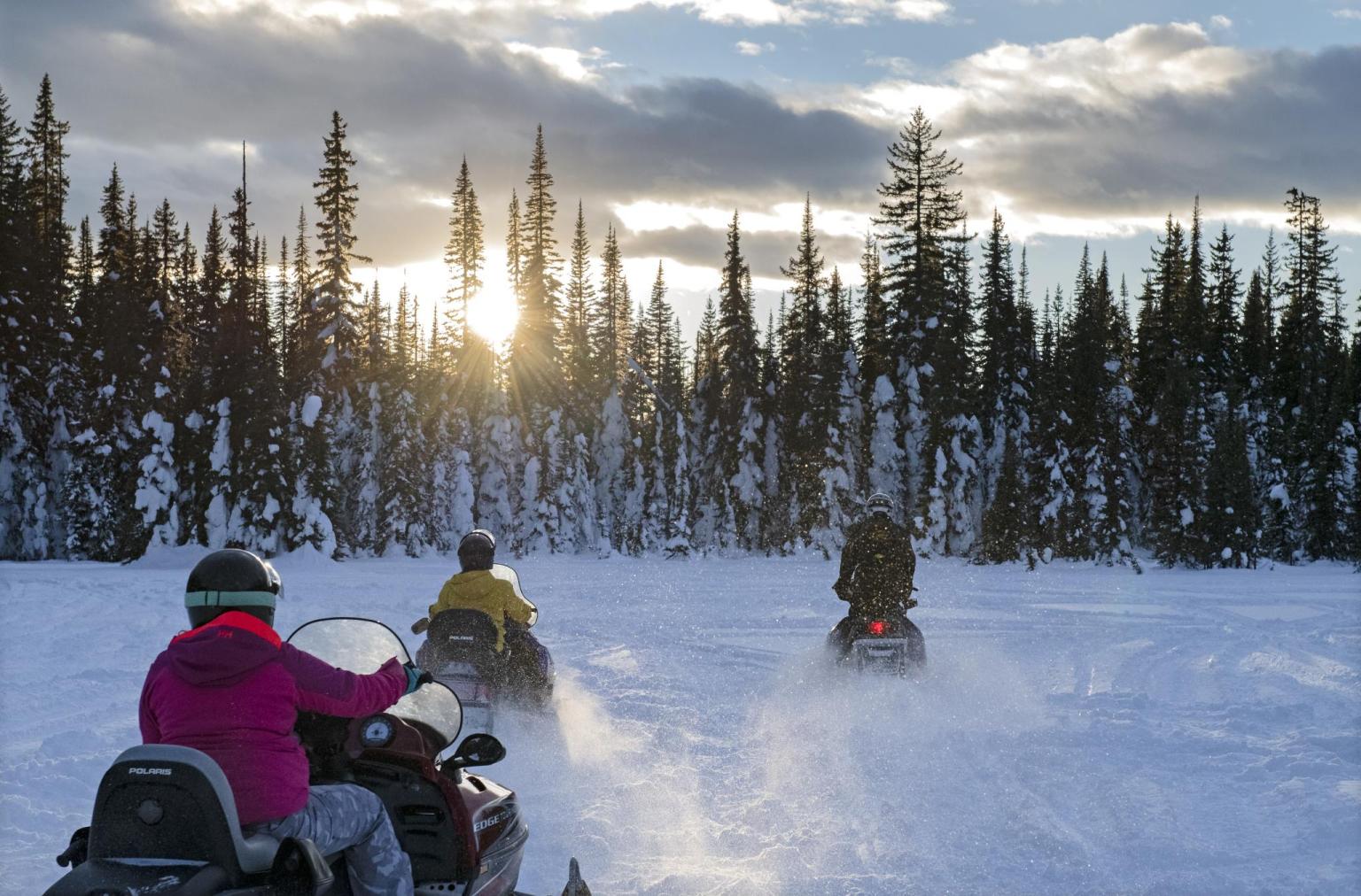 Snowmobiling in Sun Peaks