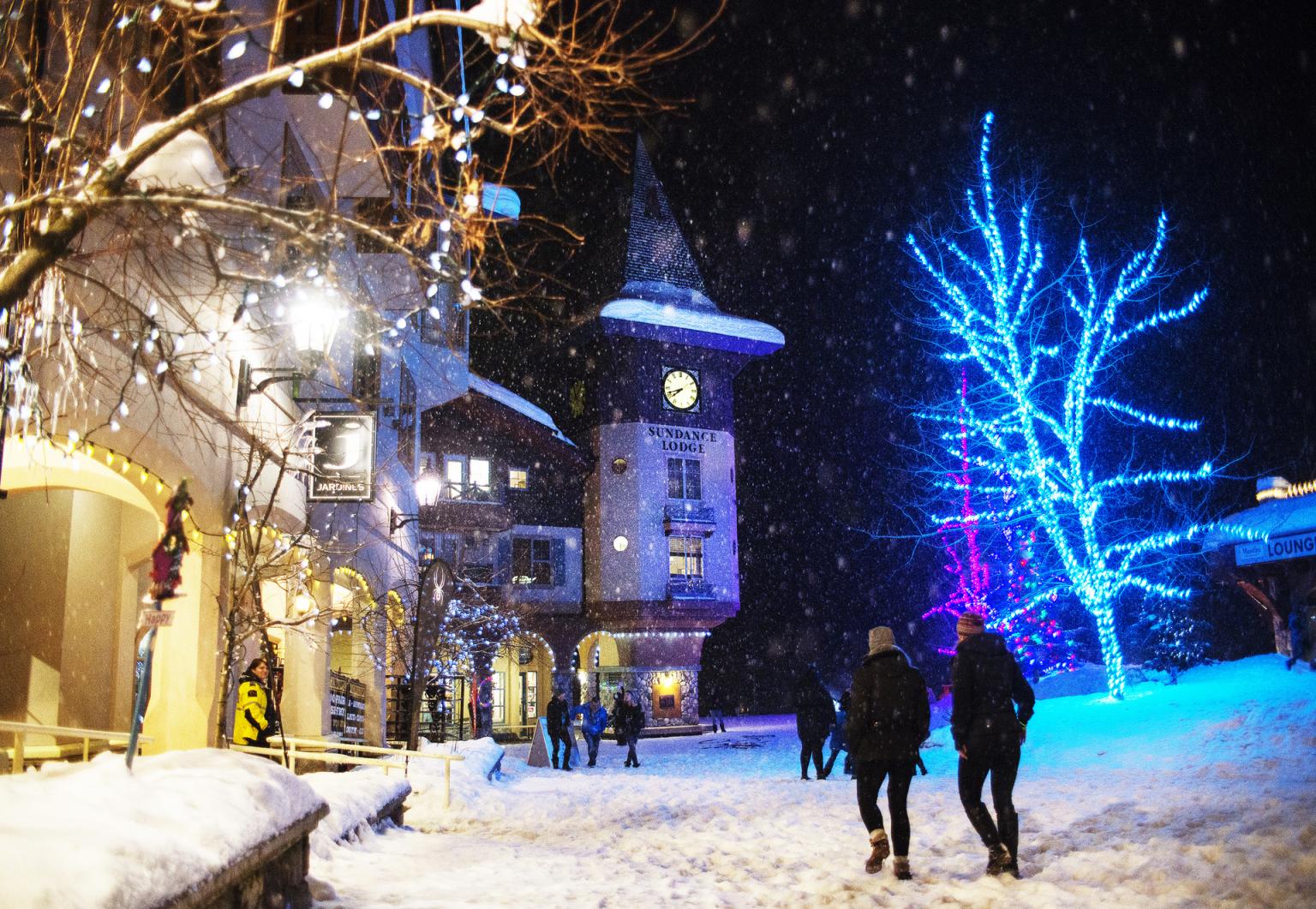 Sun Peaks village at night