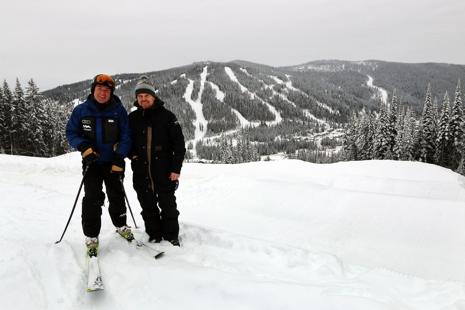 Ski cross course designer and builder, Jeff Ihaksi, and Sun Peaks Resort project lead, Seth Worthen. Taken February 8.