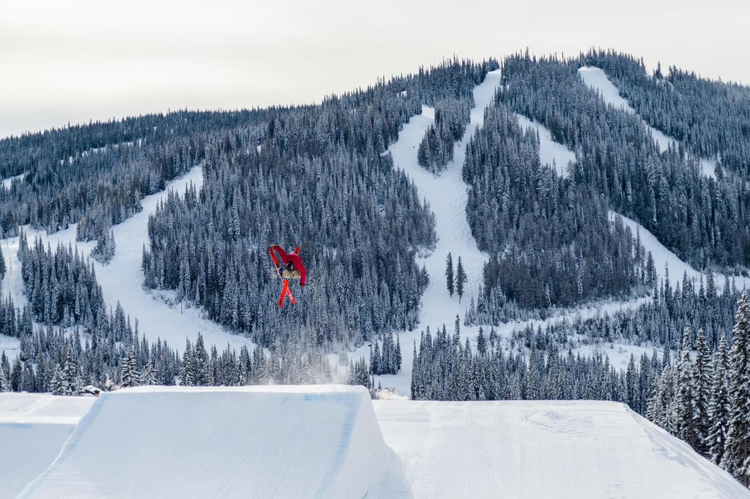 Skier over a jump