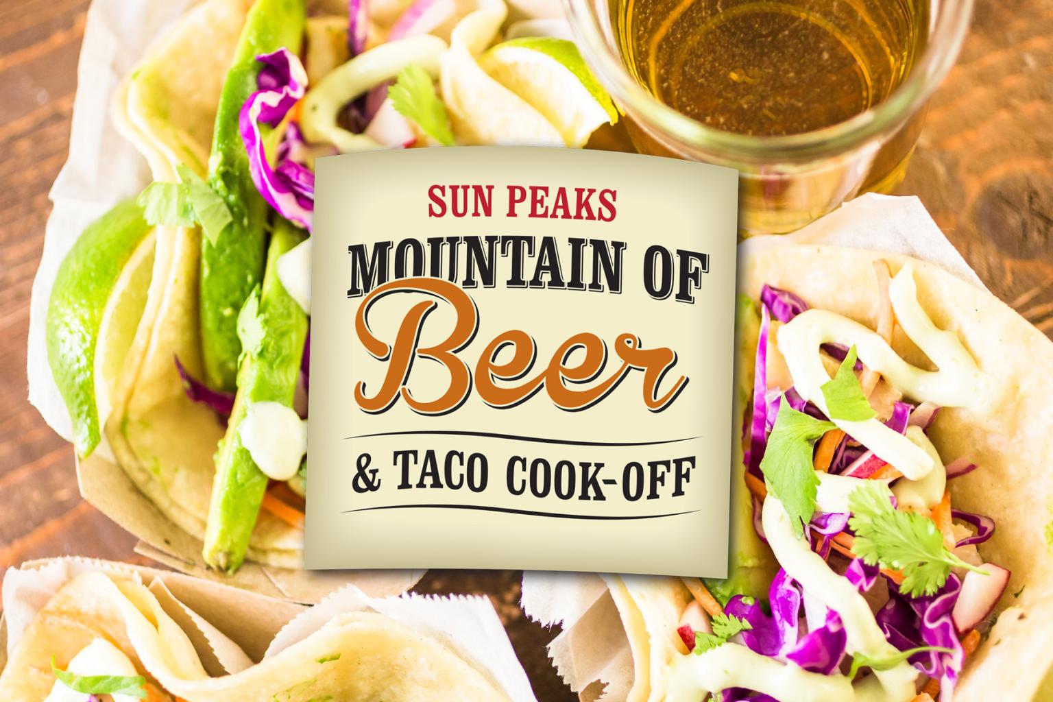 Mountain of Beer logo with beer and tacos