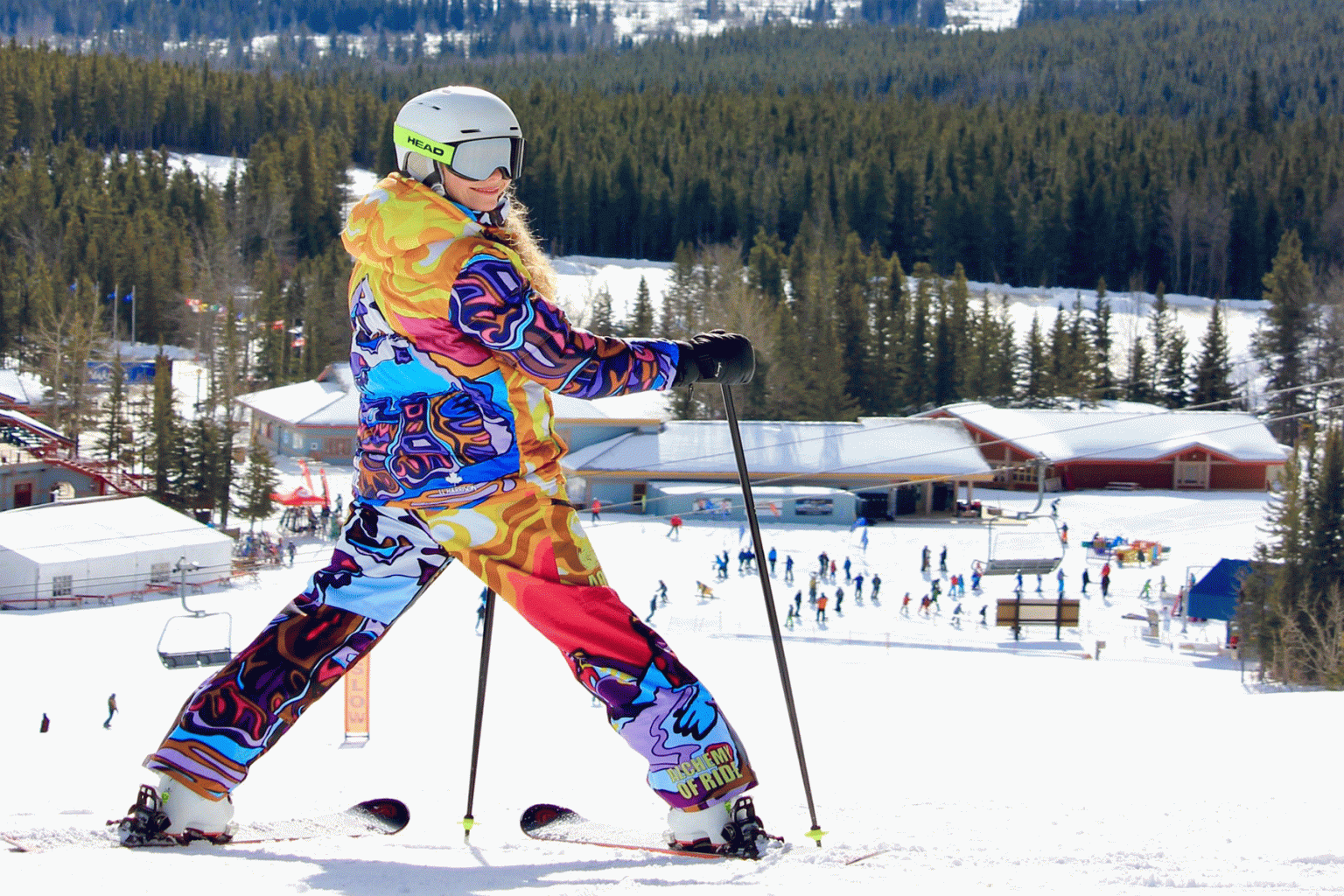 Skier posing in outerwear Alchemy of Ride 