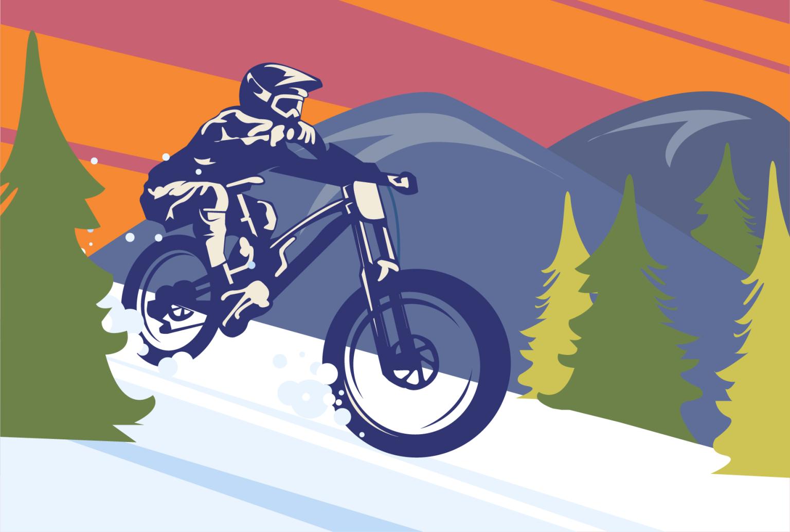 animated biker in the mountains
