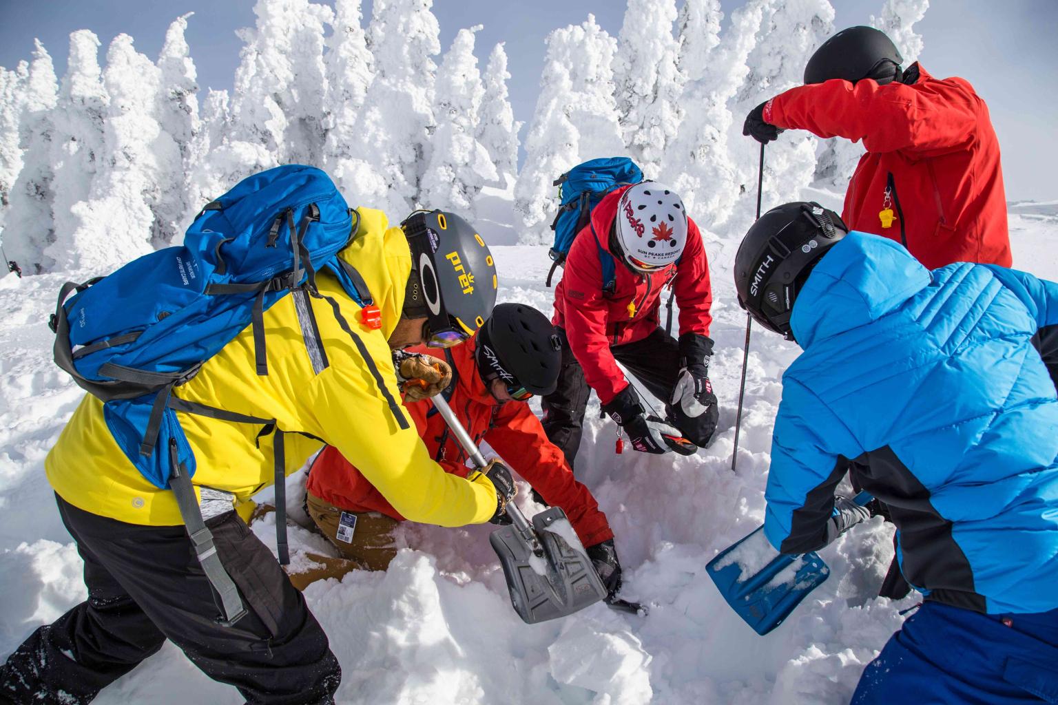 People digging in the snow.